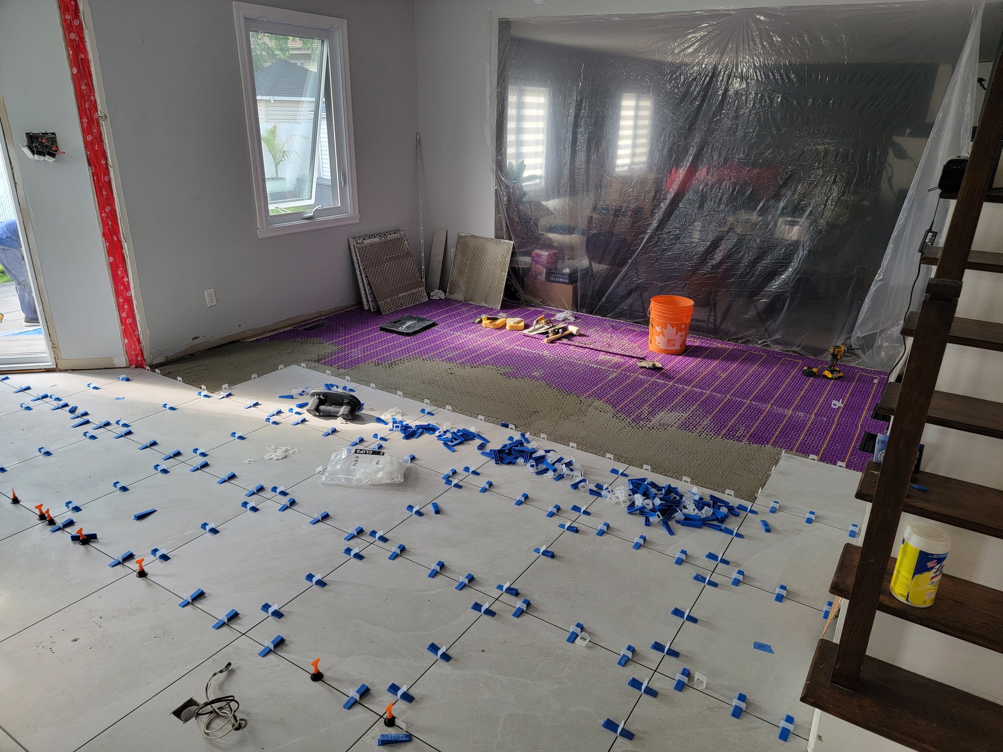 underfloor heating and 24x24 tile